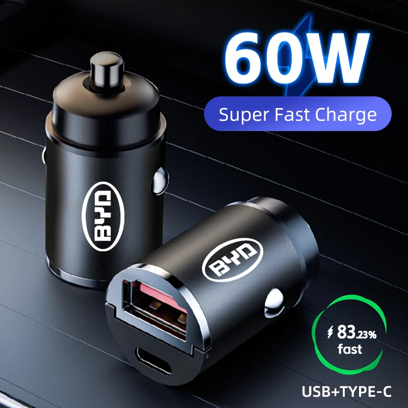 Автомобильное Зарядное Устройство Мощностью 60 Вт USB Type C Для Быстрой Зарядки Телефона Аксессуары Для BYD M6 G3 G5 T3 13 F3 F0 S6 S7 E5 E6 Tang Song Qing Yuan Max