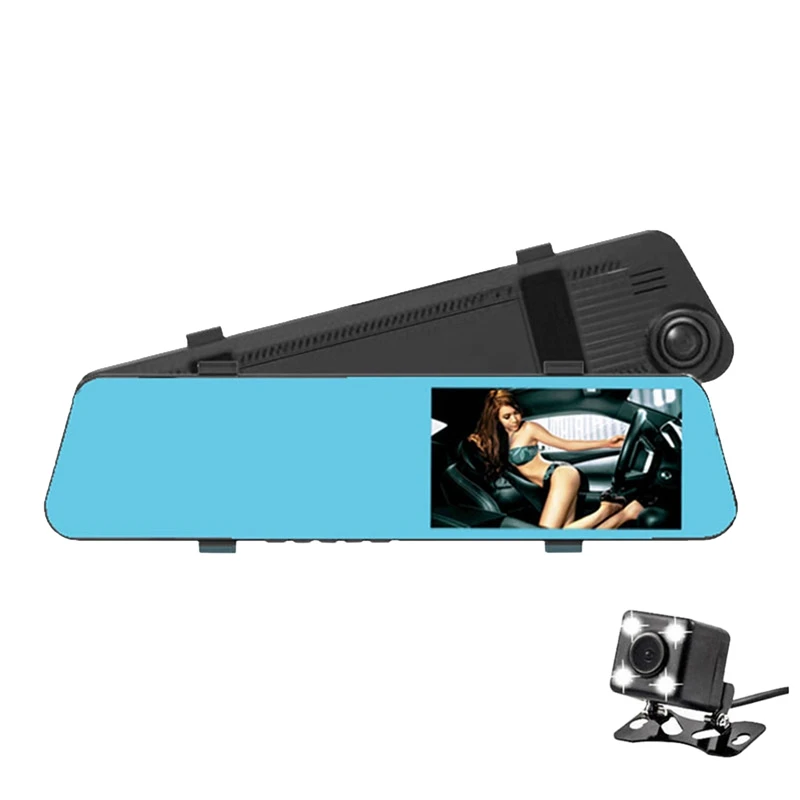 Автомобильный видеорегистратор 4,5 дюйма 1080 HD P, приборная панель, камера заднего вида с двумя объективами, Рекордер ночного видения заднего вида, автозапчасти