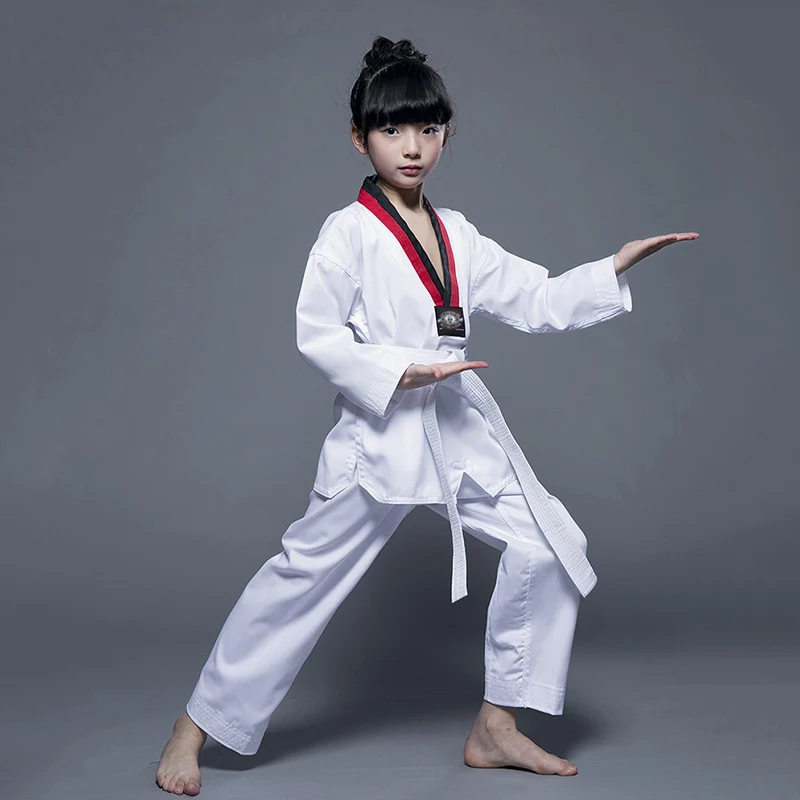Форма для каратэ, белый хлопковый профессиональный тренировочный костюм для тхэквондо, детская одежда для занятий дзюдо и фитнесом с длинными рукавами для взрослых