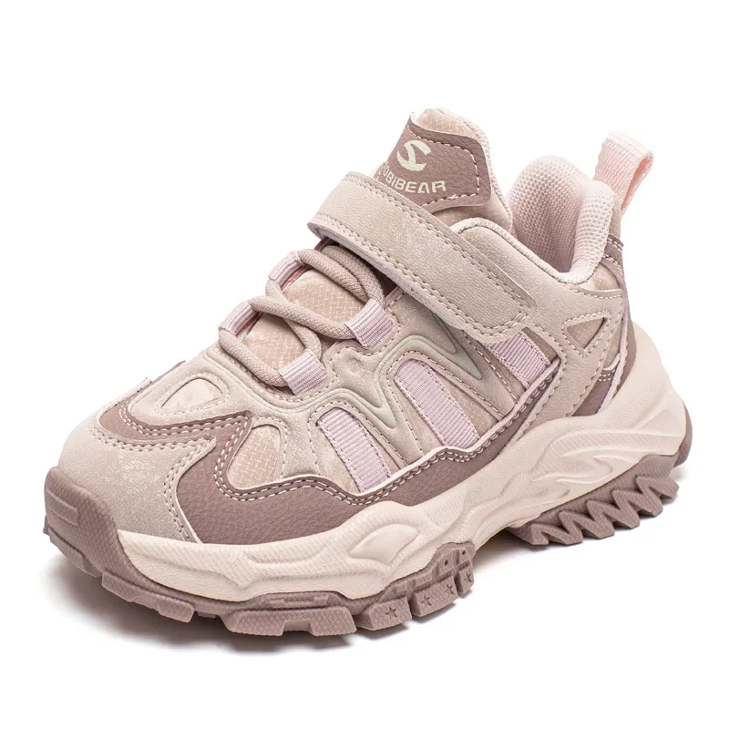 2023 Осенняя детская Розовая обувь для девочек, Детские Кожаные Кроссовки для мальчика, легкие кроссовки для ходьбы, Школьная обувь для студентов