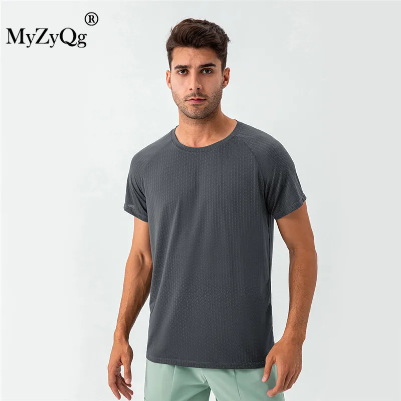 MyZyQg/ Мужская летняя крутая быстросохнущая Свободная одежда для фитнеса, футболки с коротким рукавом, Дышащая повседневная рубашка для бега с круглым вырезом от пота