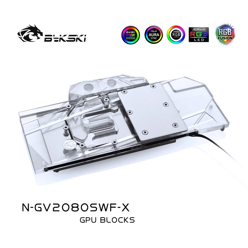 Водяной блок Bykski используется для GIGABYTE RTX2080 WINDFORCE OC 8G/ RTX2070 GAMING OC 8G / Медный блок/3PIN 5V A-RGB / 4PIN 12V RGB