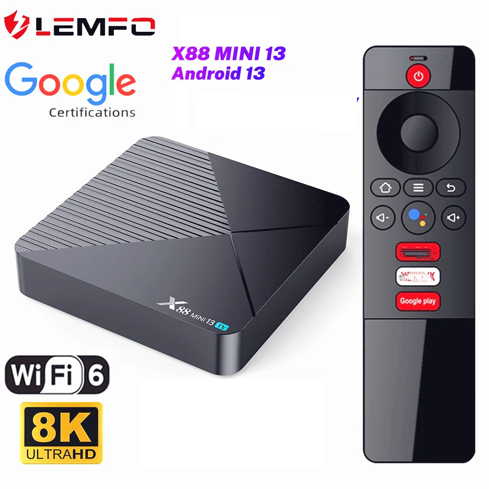 LEMDIOE 2023 Новый X88 Mini13 Android 13 RK3528 с Сертификацией Google 8K Vedio Bluetooth 5 WIFI6 Голосовой помощник Smart TV Box