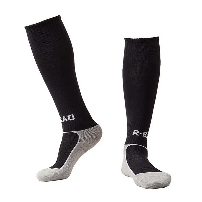Футбольные носки для мальчиков с полотенцем снизу, детские футбольные носки с полотенцем снизу, детские футбольные носки выше колена, однотонные носки для детей, длинные