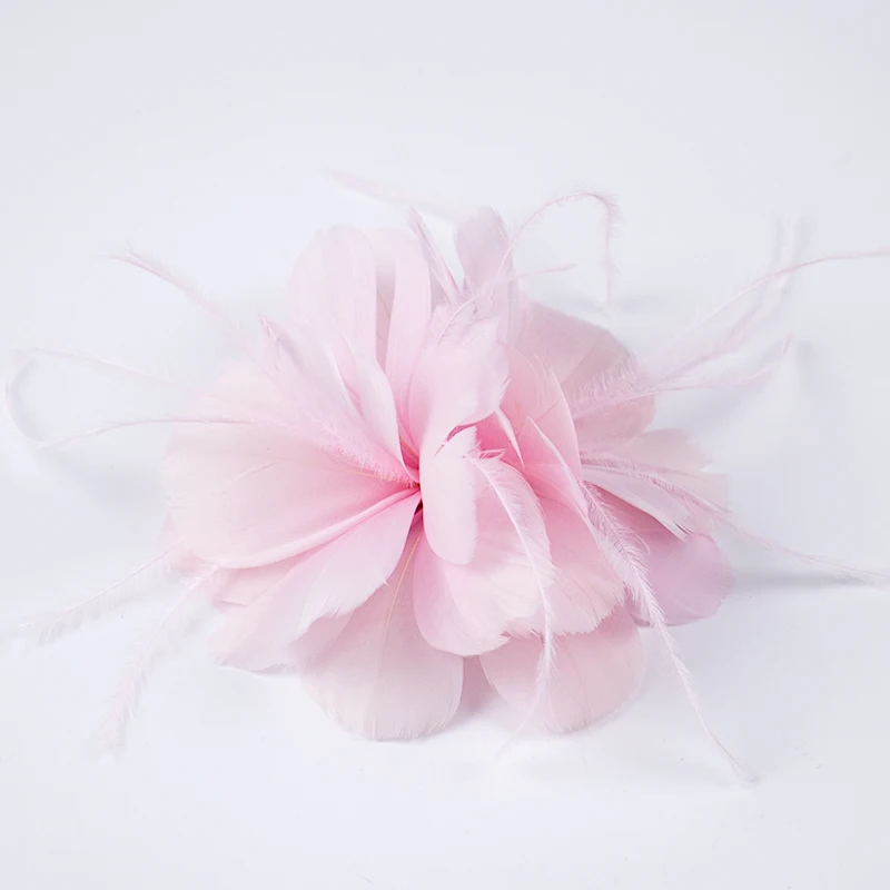1шт Красивое светло-розовое перо в виде цветка в украшении волос, новый головной убор для женщин, украшение шляпы для свадебной вечеринки своими руками, Плюмаж
