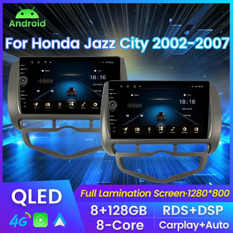 8G 128G QLED GPS Навигация Автомобильная Android Мультимедийная Система для Honda Jazz City RHD LHD 2004 2005 2006 2007 для carplay 4G DSP