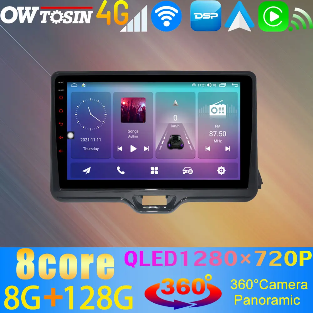 Owtosin Автомобильный Мультимедийный Плеер GPS Радио 8 + 128 Г Android 10 Для Toyota Yaris XP210 Cross 2020-2022 CarPlay QLED 1280*720 P Стерео