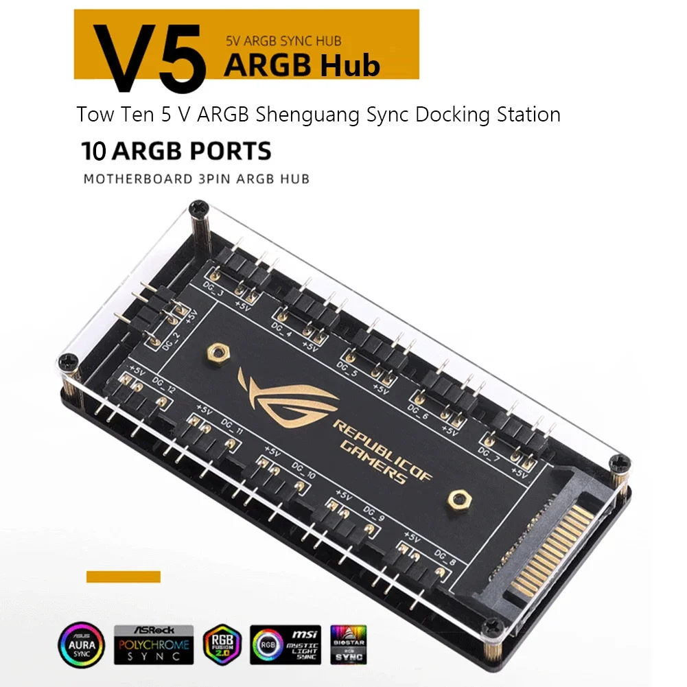 Разветвитель кабеля ARGB, концентратор, Аксессуары для ПК 10-в-1 для материнской платы ASRock