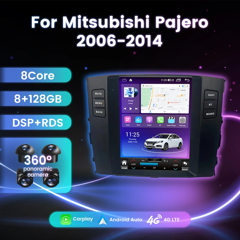 Автомобильный мультимедийный GPS Android Для Mitsubishi Pajero2006-2014 LET BT 5.0 DSP Приемник Беспроводной Carplay 2Din Стерео 8-ядерный Универсальный
