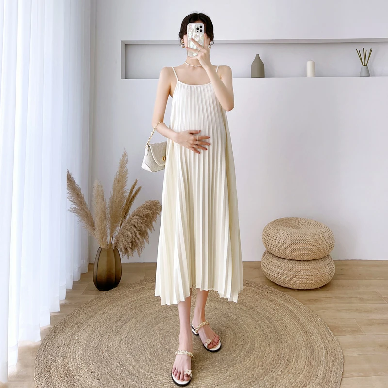 Летнее Корейское Модное Платье-Слинг Для Беременных, Шикарный Наряд для Беременных Женщин, Горячая Свободная Одежда Для Беременных