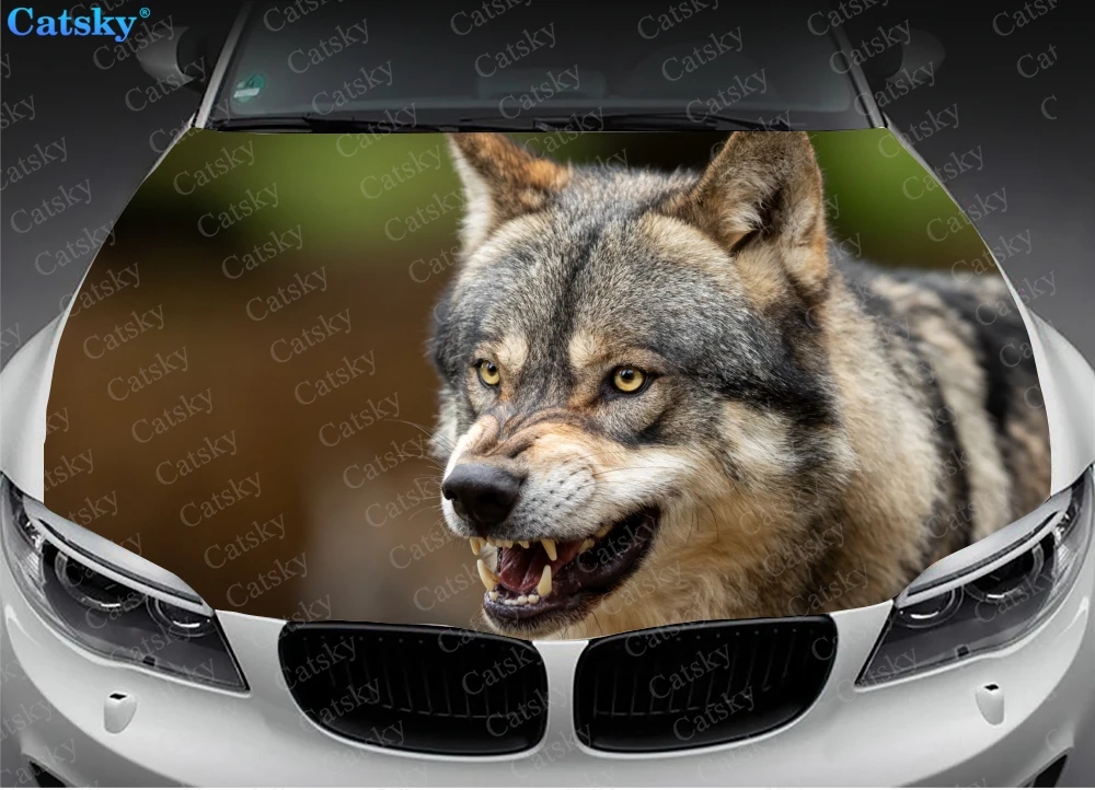 Наклейка с изображением льва на капоте автомобиля wolf animal wolf king, виниловая наклейка на капот, полноцветная графическая наклейка, изготовленная на заказ для любого автомобиля