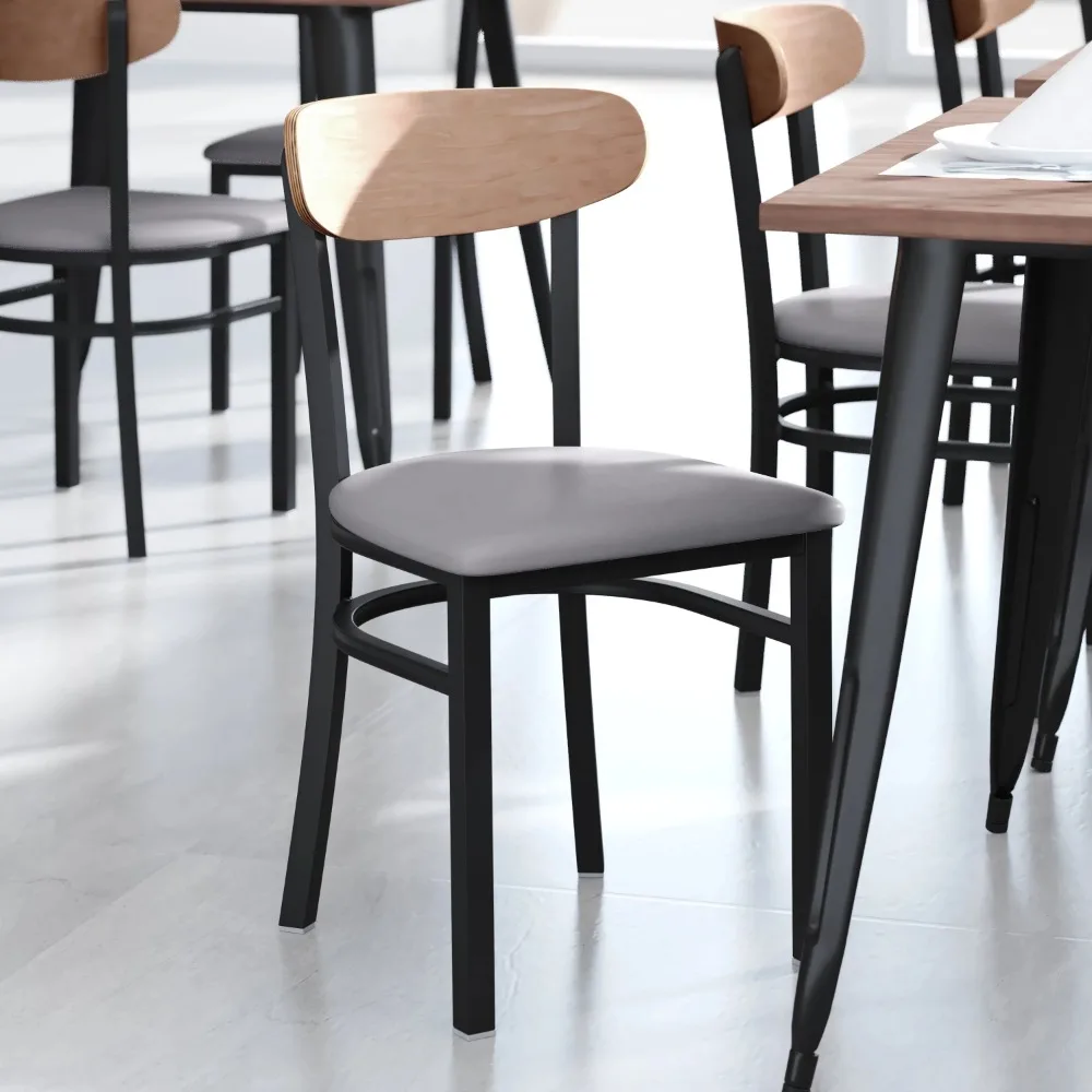 Мебель для ресторана из металла / дерева, стулья из натуральной березы / серого цвета, обеденные стулья для столовой, для дома