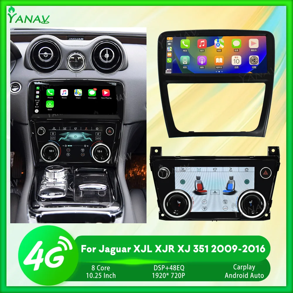 Автомагнитола Android 128G для Jaguar XJL XJ 351 2009-2016 с панелью переменного тока, ЖК-мультимедийным видеоплеером, GPS-навигацией, автостереографией Carplay