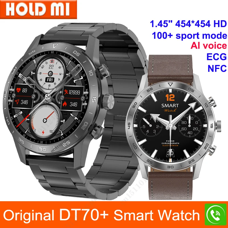 DT70 + Смарт-часы Мужские NFC из нержавеющей стали IP68, водонепроницаемый BT-вызов, фитнес-GPS-трекер, 100 + Спортивные DT70 Плюс Умные часы Бизнес