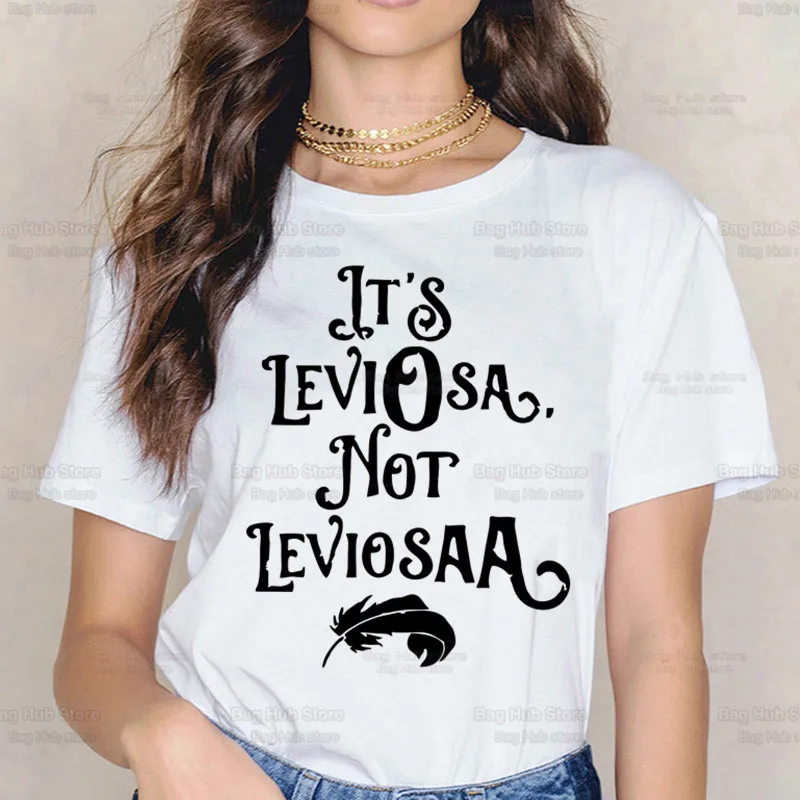 Женская футболка с принтом It's LeviOsa Not LeviosA, Женская Повседневная Белая рубашка с круглым вырезом и коротким рукавом, Женская футболка с графическим принтом