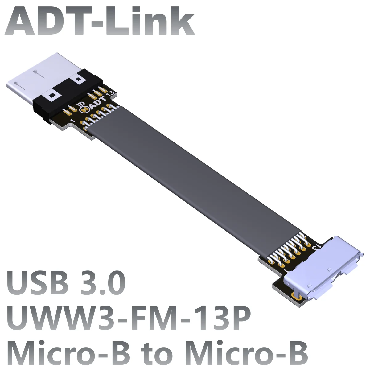ADT-Link FPV с углом наклона 90 ° Вверх-вниз Гибкий ленточный кабель USB 3.0 Micro-B От мужчины к женщине Плоский Шнур для аэрофотосъемки Micro 3.0