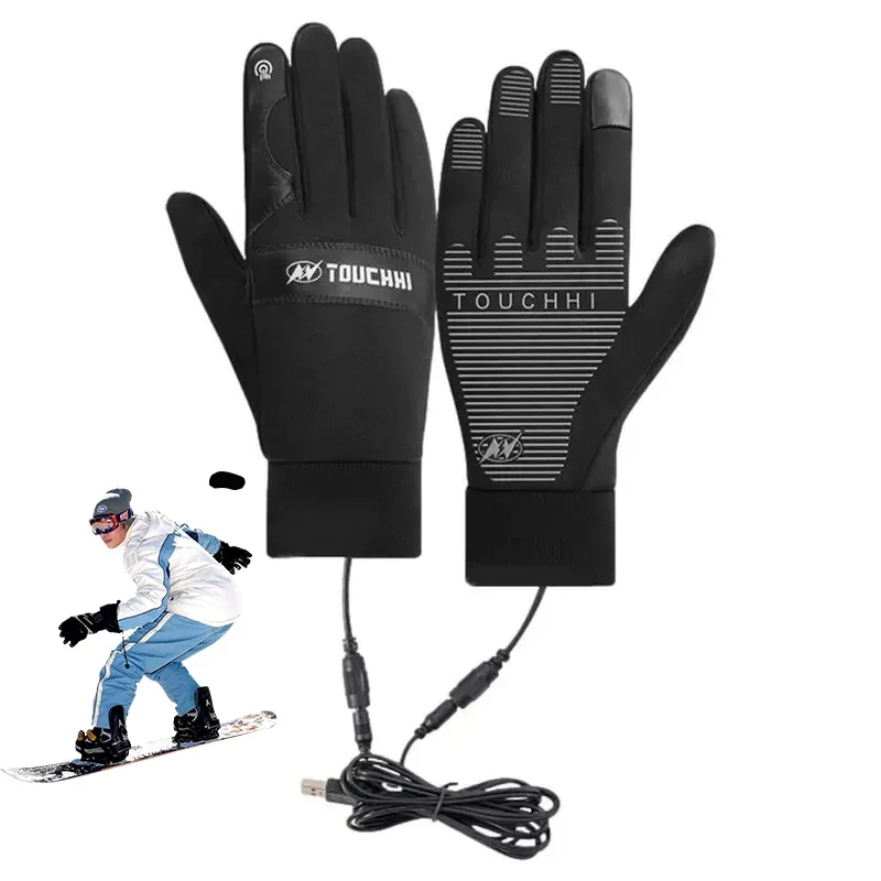 Зимние перчатки с USB-подогревом, тактические перчатки с сенсорным экраном, водонепроницаемые, для пеших прогулок, катания на лыжах, рыбалки, велоспорта, сноуборда, нескользящие для мужчин и женщин