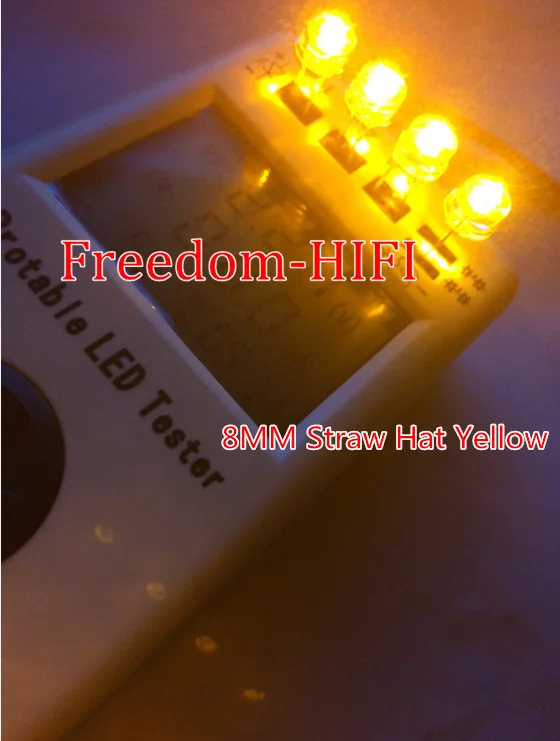 1000шт 8 мм Прозрачная Желтая Соломенная Шляпа, светодиодные Диоды, Широкоугольная лампа