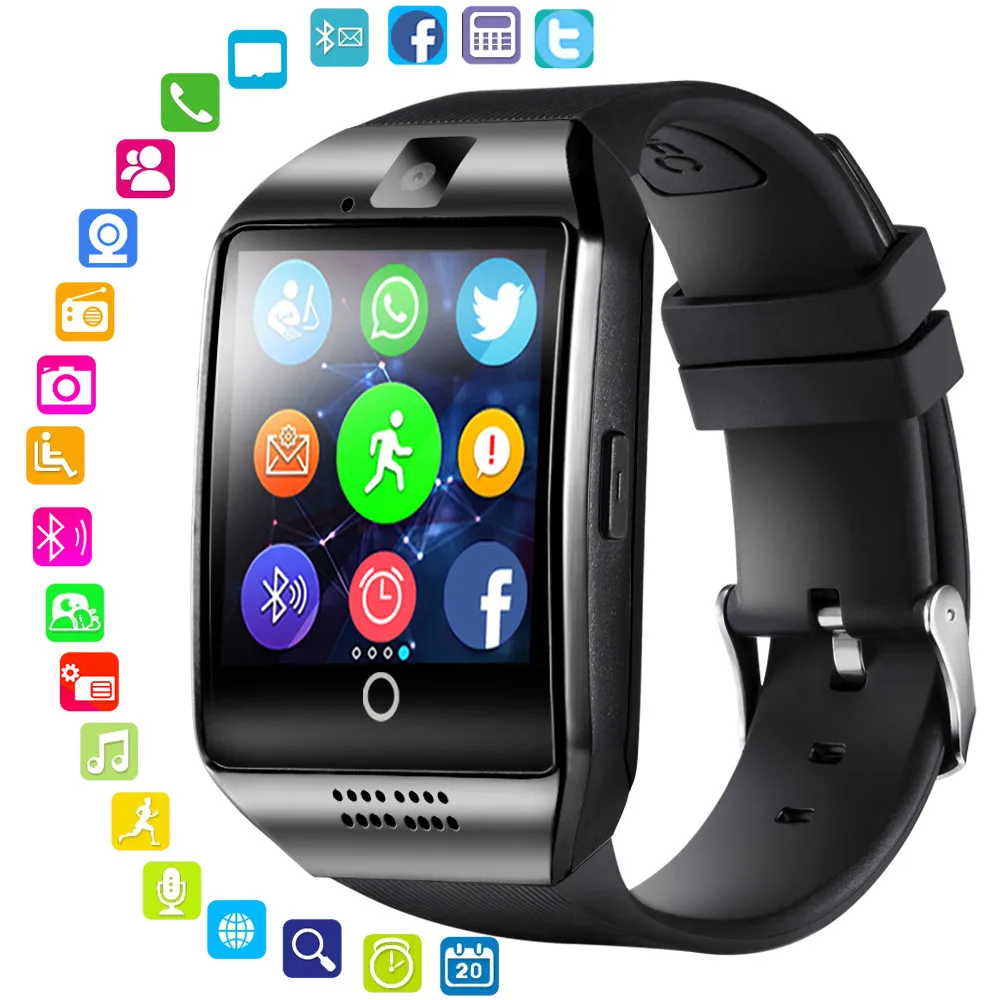 Q18 Dial Call Смарт-Часы С Поддержкой TF Sim-Карты Телефон 1,5-Дюймовый Трекер Smartwatch Push-Сообщение Камера Наручные Часы для IOS Android