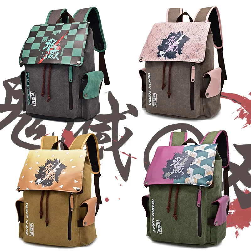 Аниме Demon Slayer для девочек и мальчиков, школьный рюкзак, Большой дорожный рюкзак, холщовые школьные сумки для подростков, аниме-сумка для книг
