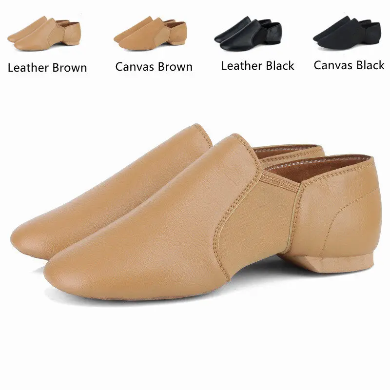 Обувь для джазовых танцев из натуральной кожи/ парусины, коричнево-черные джазовые туфли без застежки Twin Gore, танцевальные кроссовки оверсайз для девочек, женщин