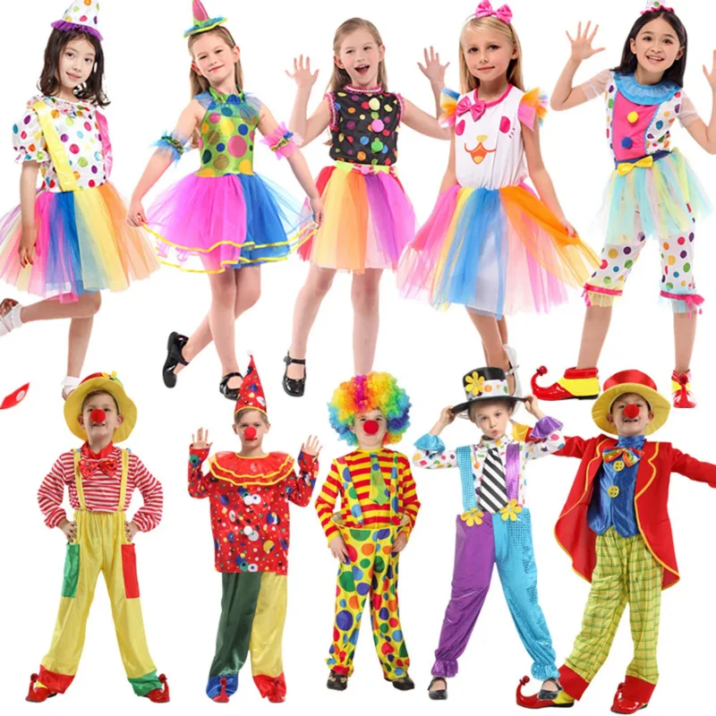 Карнавальные детские костюмы для косплея в цирке с клоуном, для мальчиков и девочек, для вечеринки по случаю дня рождения, для рождественской вечеринки