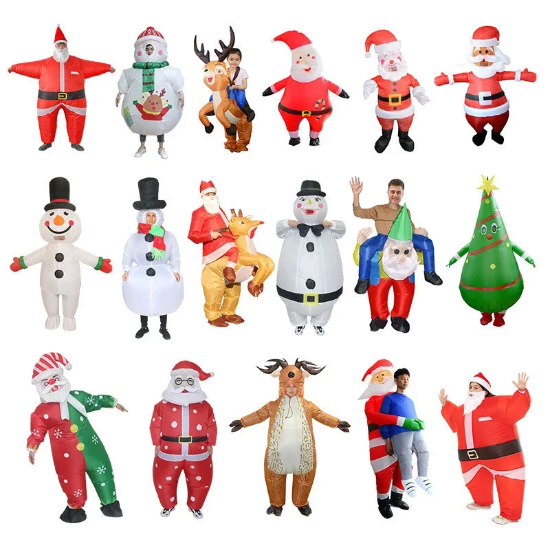 Натальная надувная одежда, одетый костюм для бала, реквизит, Санта-Клаус, Лось, Рождественская елка, надувная одежда, Человек с косой головой