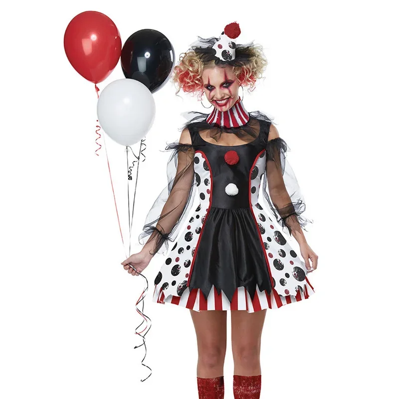 Женский карнавальный костюм, костюм ужасного злого циркового клоуна, сломанная кукла вуду, платье для косплея, вечернее платье мечты