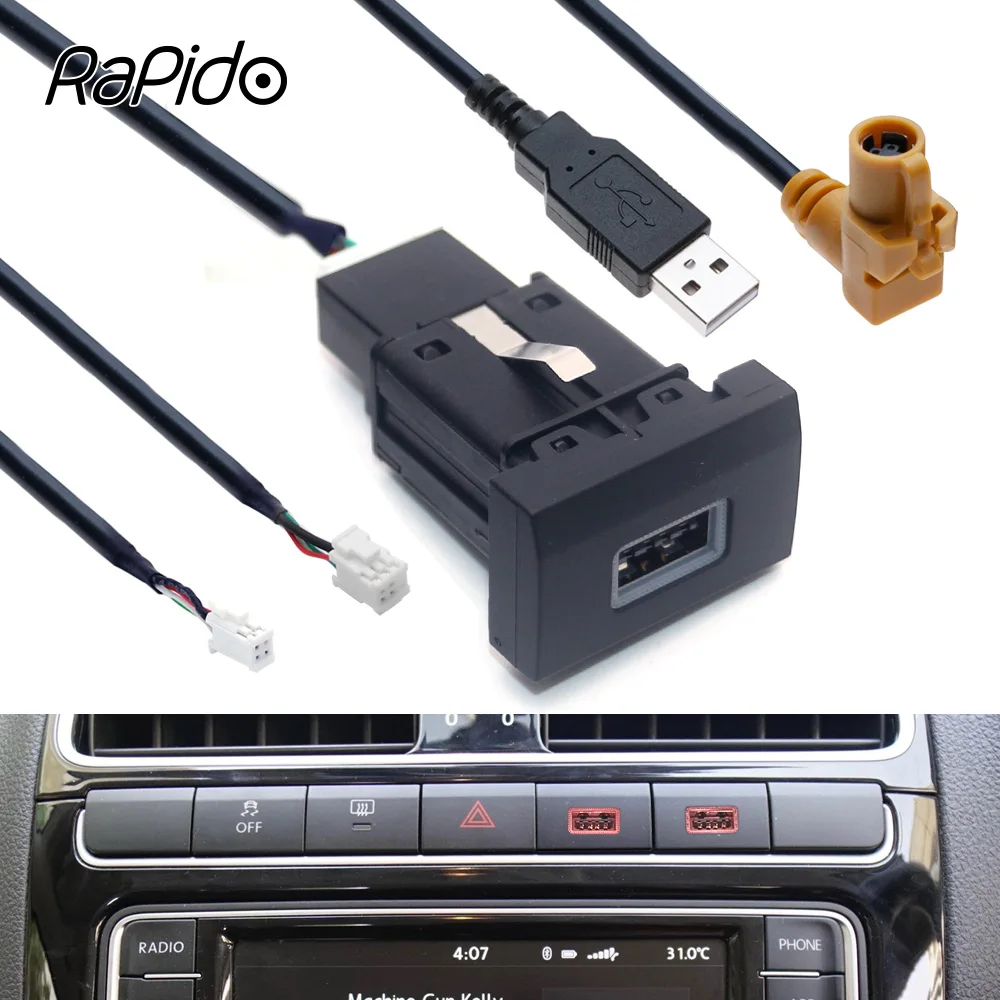 4 6-Контактное USB Зарядное Устройство Кабель Передачи Данных Адаптер для VW Polo 2011 ~ 2013 RCD510 RNS315 Автомагнитола Android Головное Устройство Навигация
