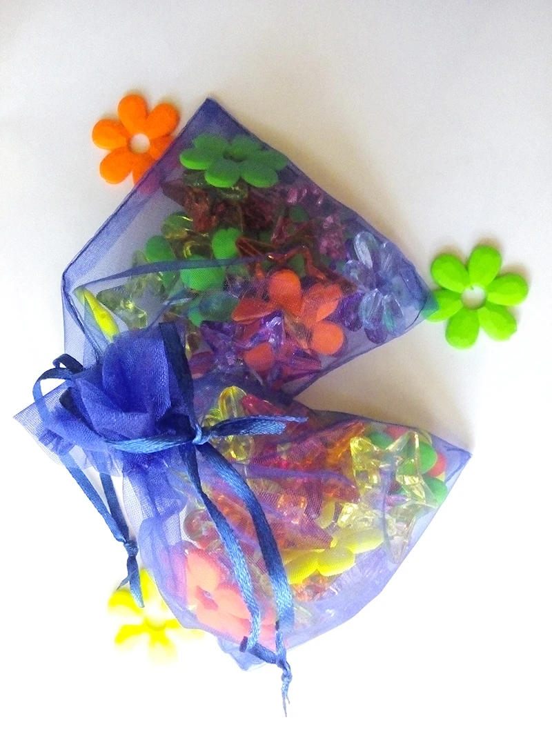 300шт Подарочный пакет из органзы королевского синего цвета 10 * 15 см, сумки для упаковки ювелирных изделий, мешочек на шнурке для браслетов/ожерелья, мини-мешочек для пряжи