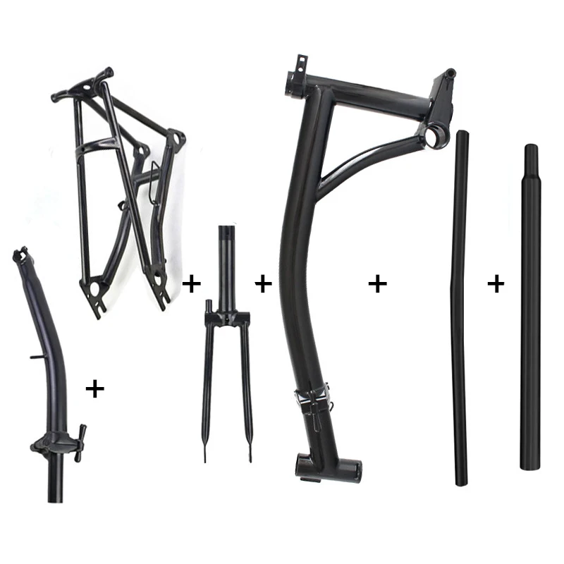 Складные запчасти для велосипеда Высококачественная титановая складная велосипедная рама черного цвета 16 дюймов