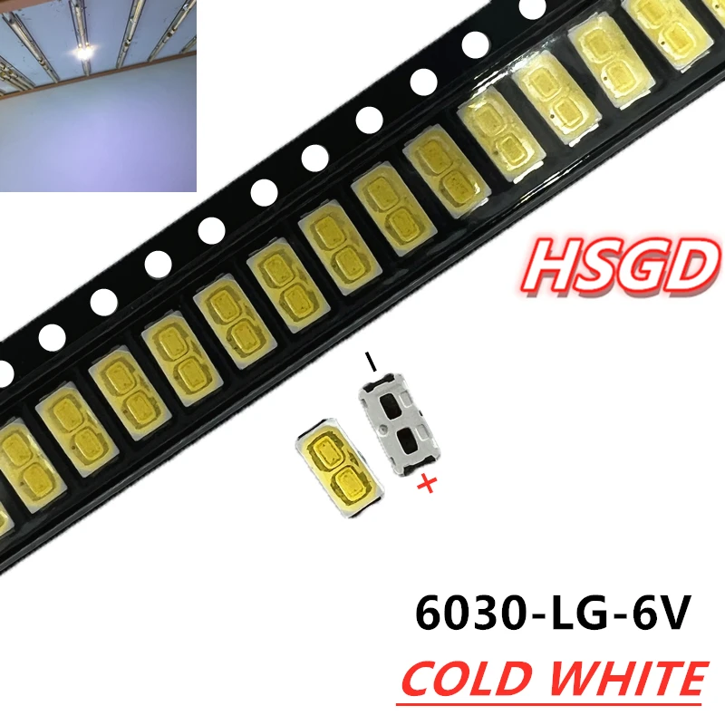 500ШТ для LG SMD LED 6030 6 В 1 Вт Холодный белый для подсветки телевизора Светодиодные бусины лучшего качества LATHT420M 6030
