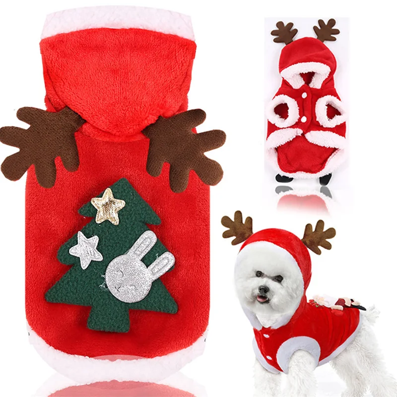Рождественская одежда для домашних животных, зимний теплый свитер для собак из мягкого флиса, одежда для домашних животных для собак, костюм щенка, кошки, пальто для чихуахуа, товары для домашних животных