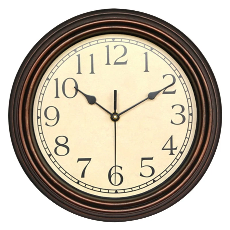 12-дюймовые бесшумные Ретро настенные часы с кварцевым декоративным настольным циферблатом, не тикающая батарейка, цифровые часы для спальни, бронза