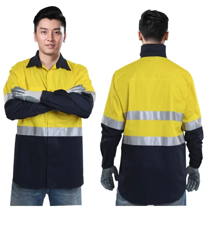 Дорожный костюм для безопасности дорожного движения, рабочая одежда Инженера, защитный строительный комбинезон, Хлопчатобумажная одежда Hi Uniform, светоотражающий материал