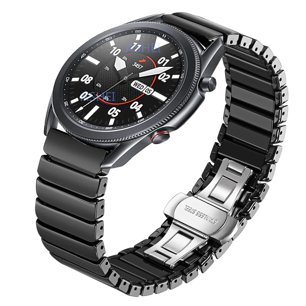 Роскошный керамический ремешок для Samsung Galaxy Watch3 45 мм 41 мм, ремешок 20 мм 22 мм, деловой сменный браслет для Active 2 40 мм 44 мм
