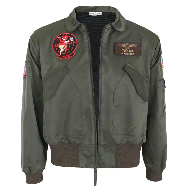 Фильм Top Gun Maverick Косплей Костюм Мужчины Женщины Пилот Зеленая куртка Униформа американских ВВС Авиационное пальто в стиле милитари