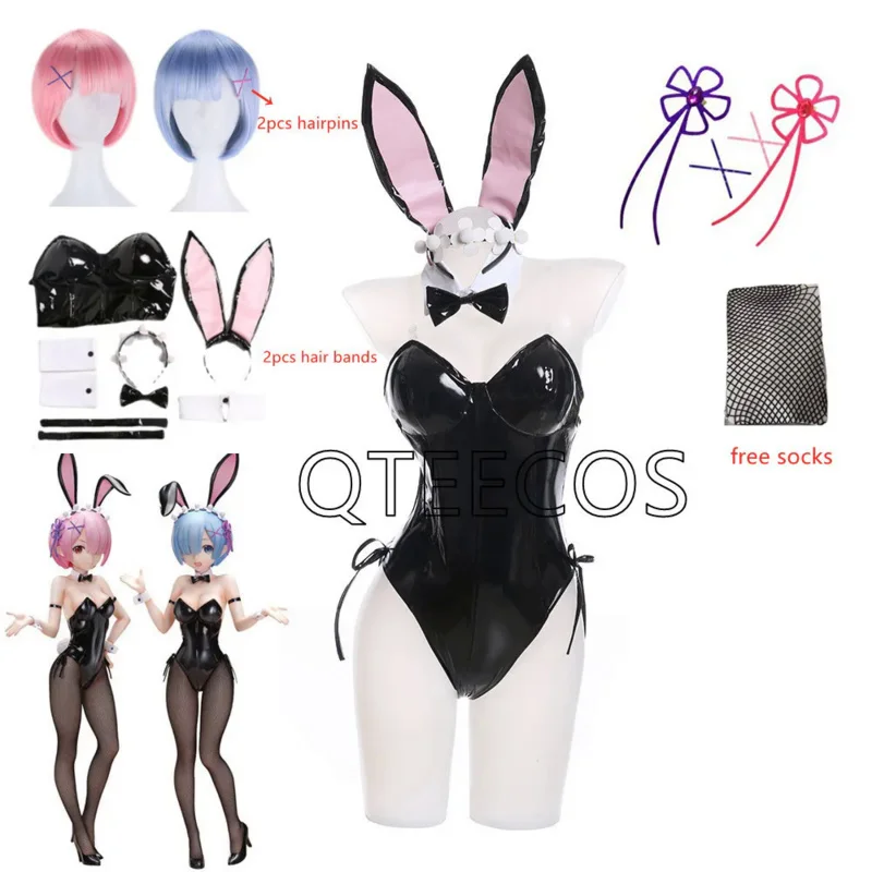 Косплей-костюм Ram Rem Lamb Re: Жизнь в другом мире с нуля, девочка-Кролик, Черное Сексуальное платье для девочек на Хэллоуин, одежда для вечеринок
