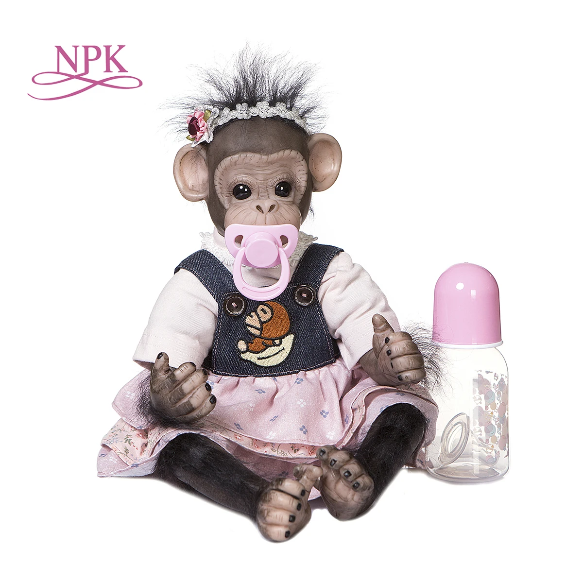 NPK 40 СМ Милая Кукла Reborn Baby Orangutans Ручной Работы Детальная Роспись Премиального Размера Черная Обезьяна Коллекционная Художественная Кукла Высокого Качества