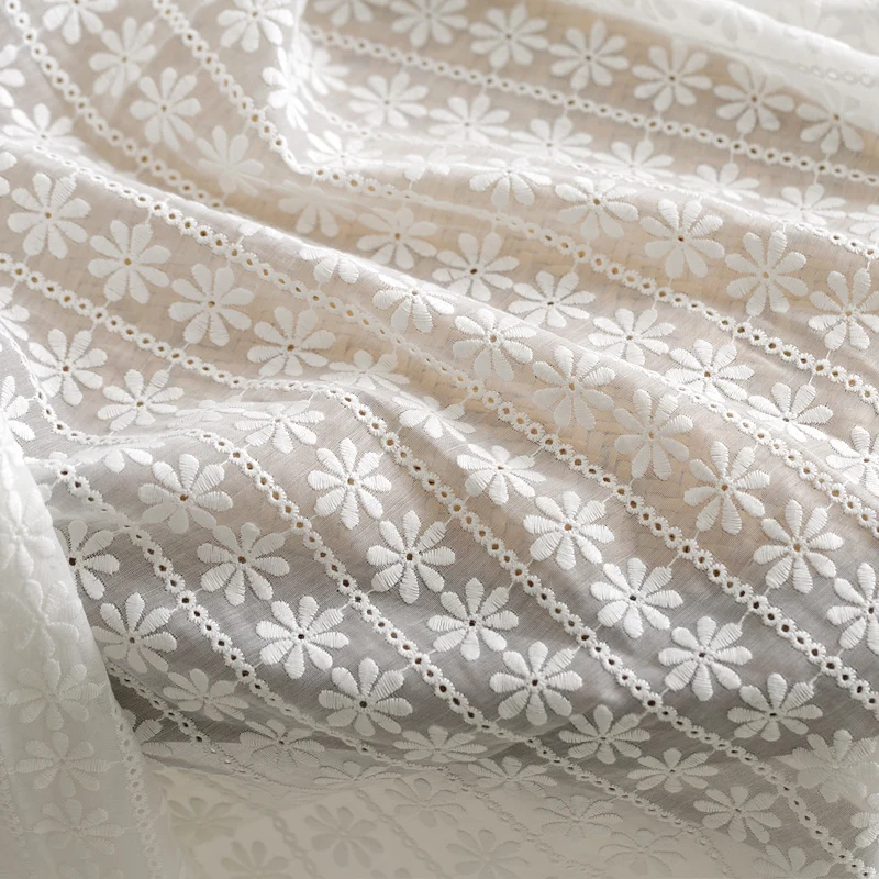 Высококачественная белая ткань с вышивкой, кружевная ткань с вырезами, модные юбки, одежда, ткани ручной работы