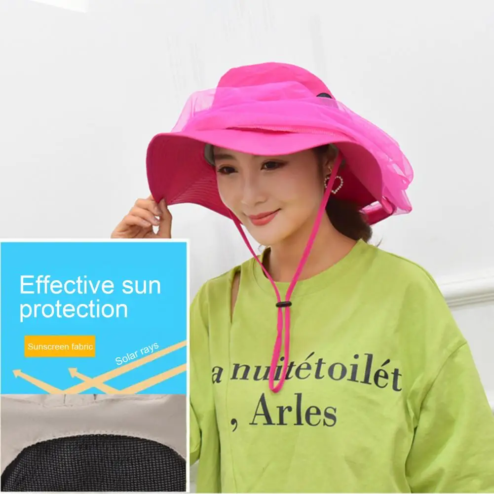 Солнцезащитная шляпа для рыбалки с дышащими широкими полями, складывающаяся на шнурке, летняя шляпа с москитной сеткой, солнцезащитная шляпа, принадлежности для кемпинга