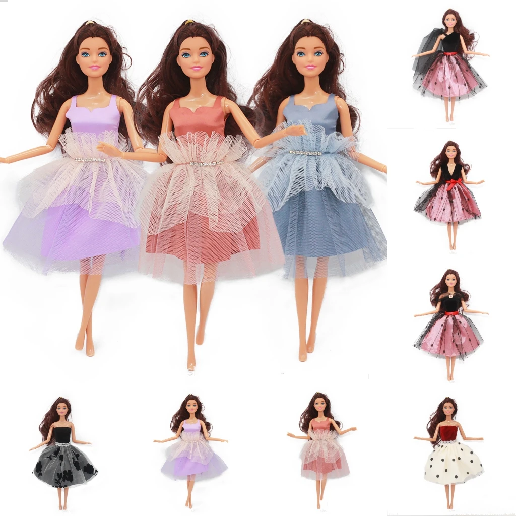 модная юбка из 1 шт., современное платье, повседневная одежда, кружевная одежда для вечеринок, аксессуары для куклы Барби длиной 30 см, игрушки для переодевания