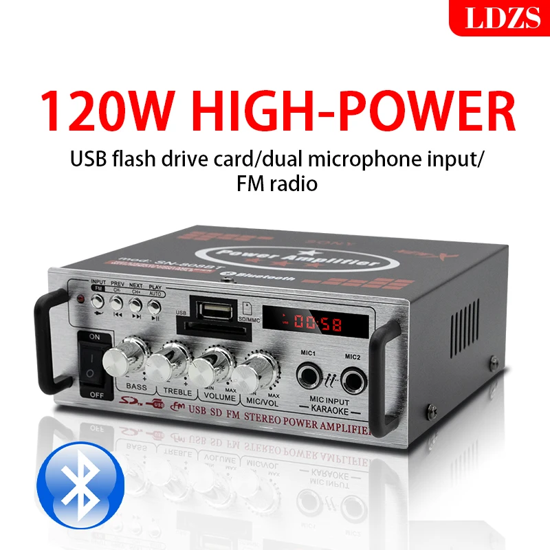 Домашние автомобильные усилители LDZS Мощностью 400 Вт, 2-канальный Bluetooth 5.0 Объемный звук FM USB Пульт дистанционного управления, Мини-цифровой усилитель Hi-Fi Стерео