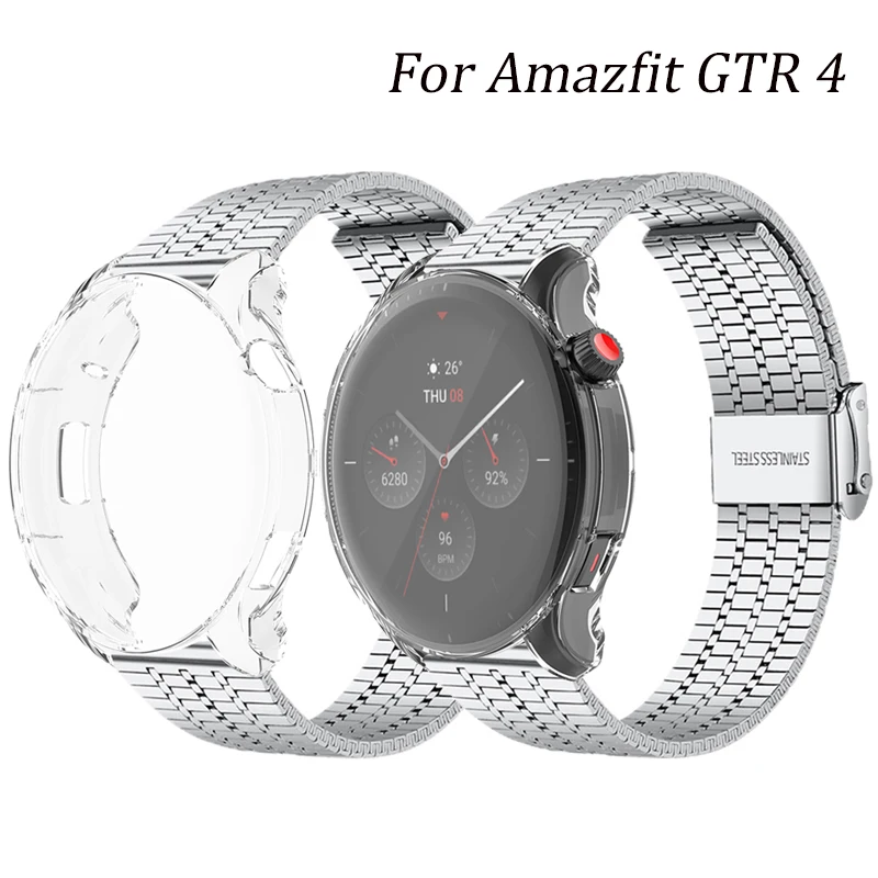 Для Amazfit GTR 4 металлический ремешок Защитный чехол из ТПУ для браслета amazfit gtr 4 Защитный чехол для ремешка для часов GTR4 с полным покрытием