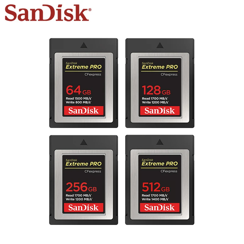 Оригинальная Карта памяти SanDisk Extreme Pro CFexpress Type B 64 ГБ 128 ГБ 256 ГБ 512 ГБ Карта CFexpress B Поддерживает Видео 4K