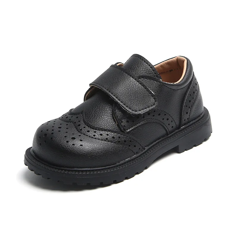 Детская кожаная обувь для мальчиков 1-6 лет, Весенняя осень, Детские праздничные свадебные туфли, Черные коричневые оксфорды, Винтажные туфли с перфорацией типа 