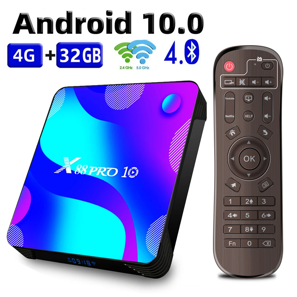 X88 Pro Smart TV Box Android 10,0 4 ГБ 32 ГБ 64 ГБ 4K HD Двойной Wifi 4 ГБ + 128 ГБ 3DPlay 5G Wifi Bluetooth Приемник медиаплеер TV Box
