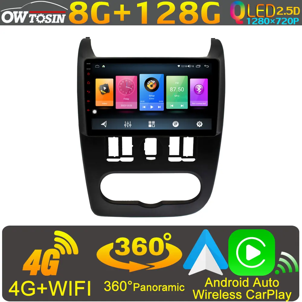 Owtosin 8 Core 8G + 128G Android 11 Автомобильный DVD GPS Радио Головное Устройство CarPlay Видео Для Lada Largus 2012-2020 Панорамная AHD Камера 360 °