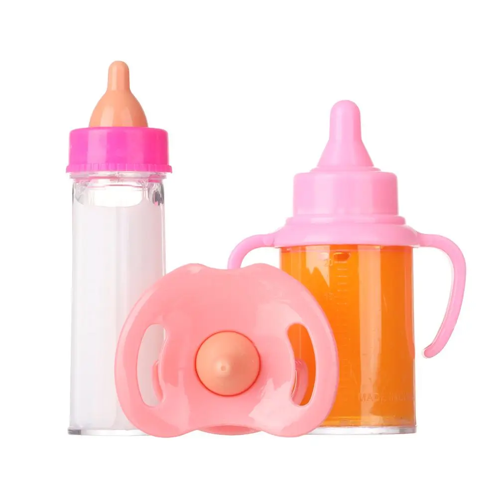 18-дюймовая кукла, волшебные бутылочки для молока и сока с нагрудниками-пустышками, подходят для новорожденных кукол, пластиковых бутылочек-сосков, игрушек для кукольного домика, возрожденных милых кукол