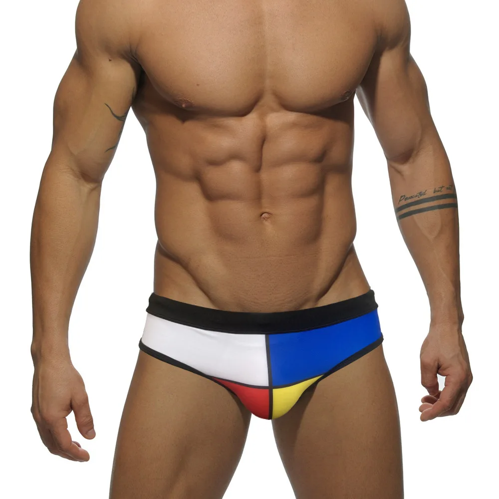 WK103 Color block сексуальные мужские купальники с низкой талией, новые летние мужские пляжные шорты, бикини, плавательные трусы, плавки, мужские плавательные костюмы